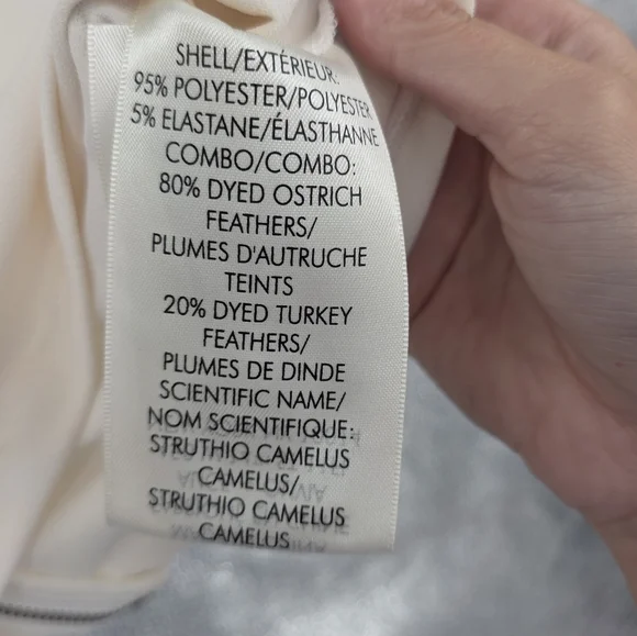 Alice + Olivia Cream Feather Sleeve Crop Top - Picture 5 of 8